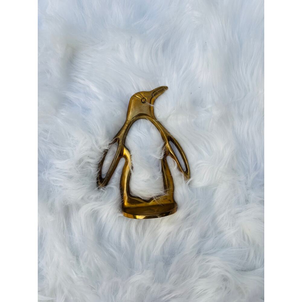 MCM Gold Bronze Penguin Bookend Unique
